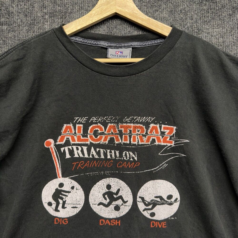 Vintage 90s No Limit Soldier Gear Alcatraz Triathlon T Shirt XL Master P Rap Tee